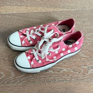 Converse Pink and White Polka Dot Kids Sneakers